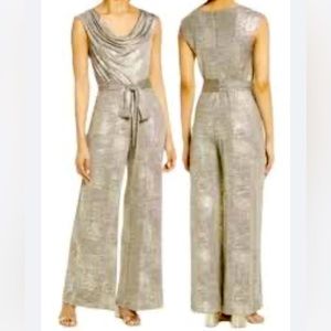 Connected Apparel Women Silver Metallic Jumper Size 10 / Tie Belt/ waist 16/